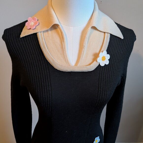 Vintage 70s Jon Michel Wool Maxi Dress Collared Dark Academia 13/14 - FLAWED - Picture 6 of 12